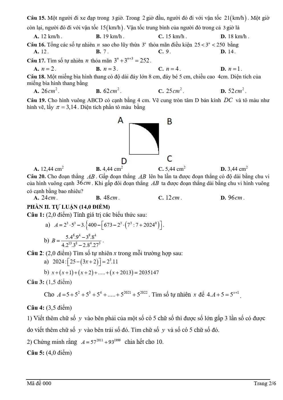 Đề thi học sinh giỏi Toán 6 trường THCS TT Đồi Ngô (Bắc Ninh) năm 2025-2026
