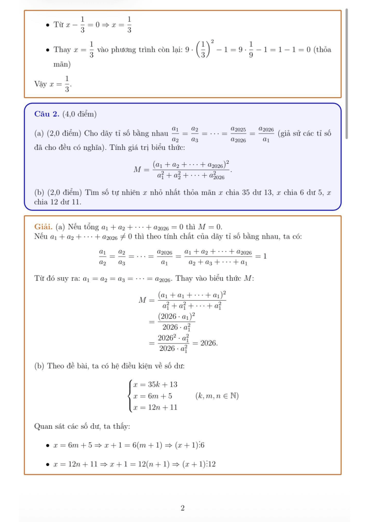 Đề thi học sinh giỏi Toán 7 trường THCS Nguyễn Tri Phương (Huế) năm 2025-2026