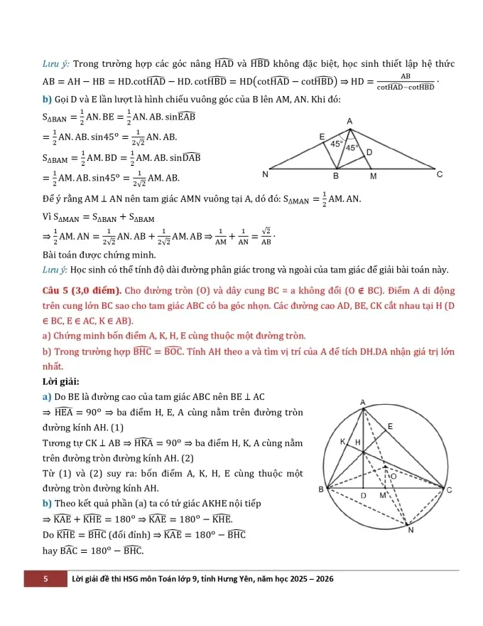 Đề thi học sinh giỏi Toán 9 Sở GD&ĐT Hưng Yên năm 2025-2026