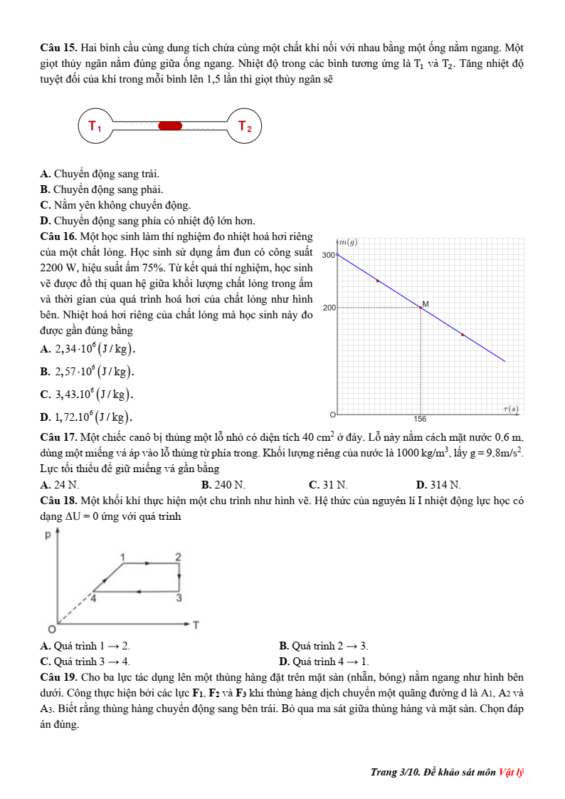 Đề thi học sinh giỏi Vật lí 12 năm 2025-2026 (có lời giải)