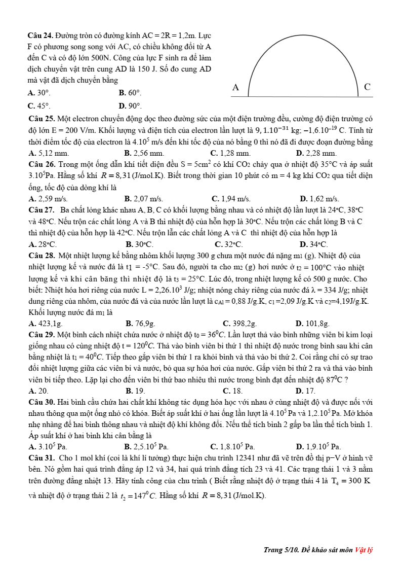 Đề thi học sinh giỏi Vật lí 12 năm 2025-2026 (có lời giải)