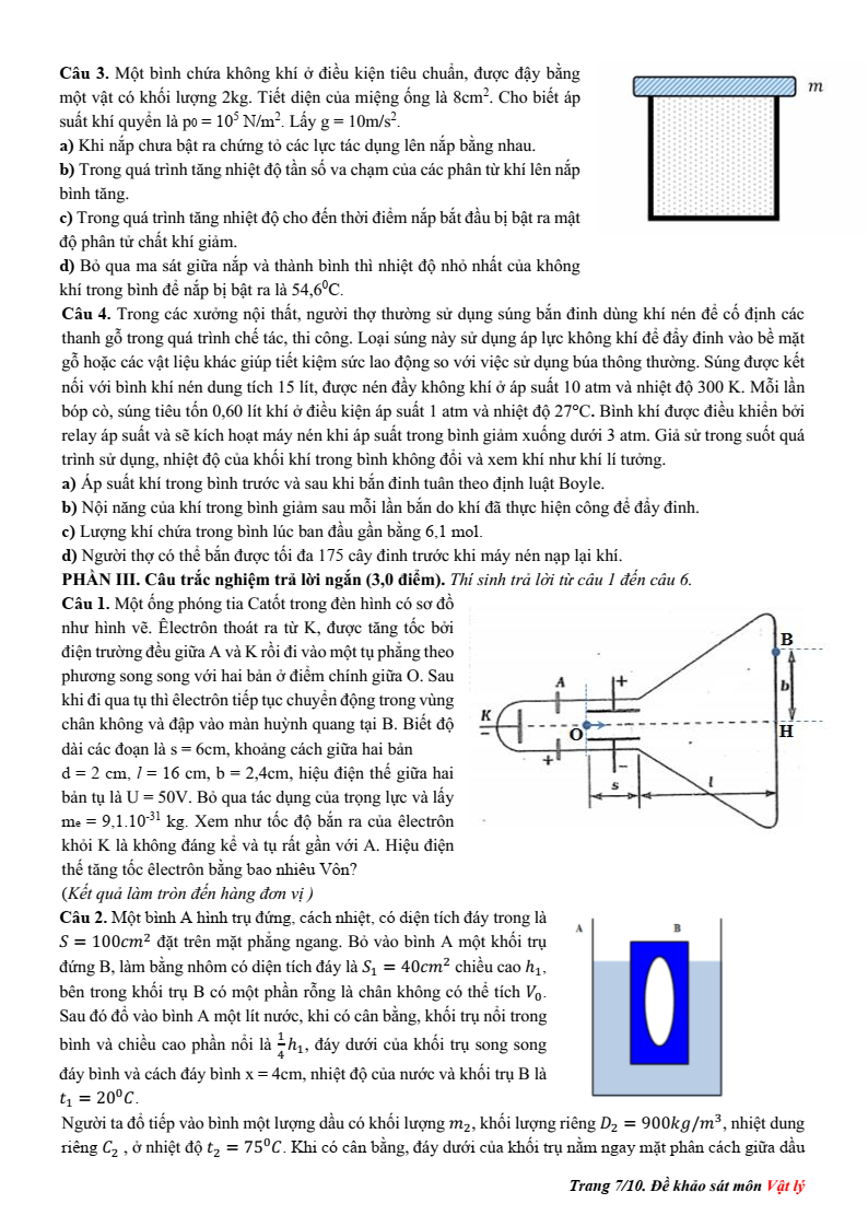 Đề thi học sinh giỏi Vật lí 12 năm 2025-2026 (có lời giải)