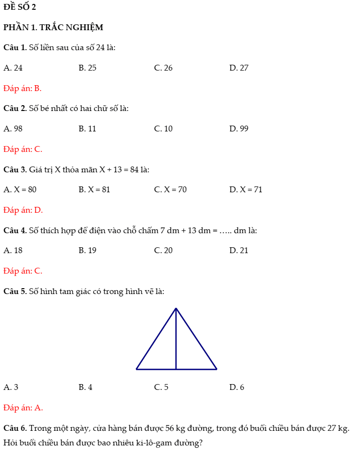 20+ Đề thi Toán lớp 2 Học kì 1 Cánh diều năm 2025 tải nhiều nhất