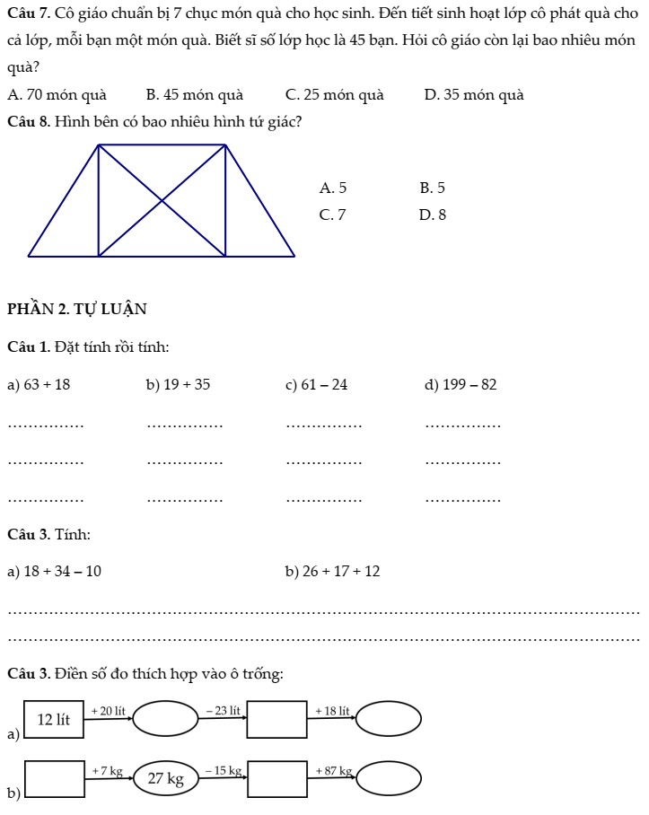 20+ Đề thi Toán lớp 2 Học kì 1 Cánh diều năm 2025 tải nhiều nhất