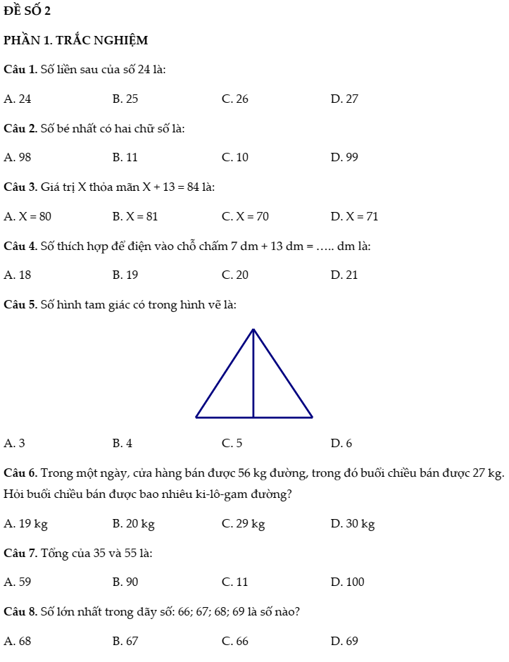 20+ Đề thi Toán lớp 2 Học kì 1 Cánh diều năm 2025 tải nhiều nhất