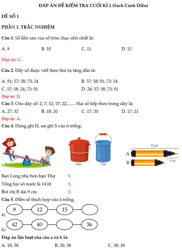 20+ Đề thi Toán lớp 2 Học kì 1 Cánh diều năm 2025 tải nhiều nhất