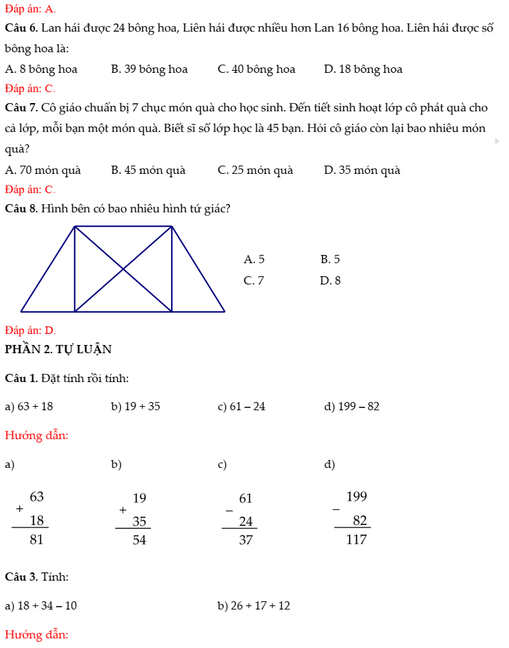20+ Đề thi Toán lớp 2 Học kì 1 Cánh diều năm 2025 tải nhiều nhất