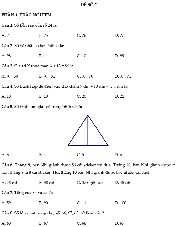 30+ Đề thi Toán lớp 2 Học kì 1 Kết nối tri thức năm 2025 tải nhiều nhất