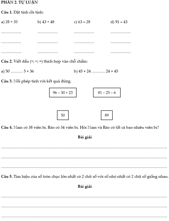 30+ Đề thi Toán lớp 2 Học kì 1 Kết nối tri thức năm 2025 tải nhiều nhất