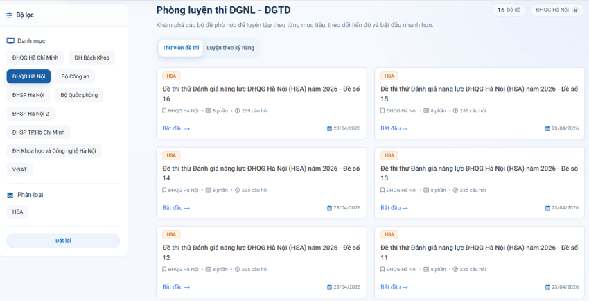 Cập nhật danh sách các trường xét tuyển bằng điểm HSA mới nhất 2026