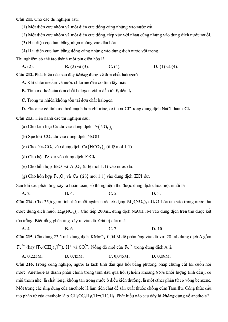 10+ Đề thi ĐGNL Bộ Quốc phòng phần Khoa học môn Hóa học (có lời giải)