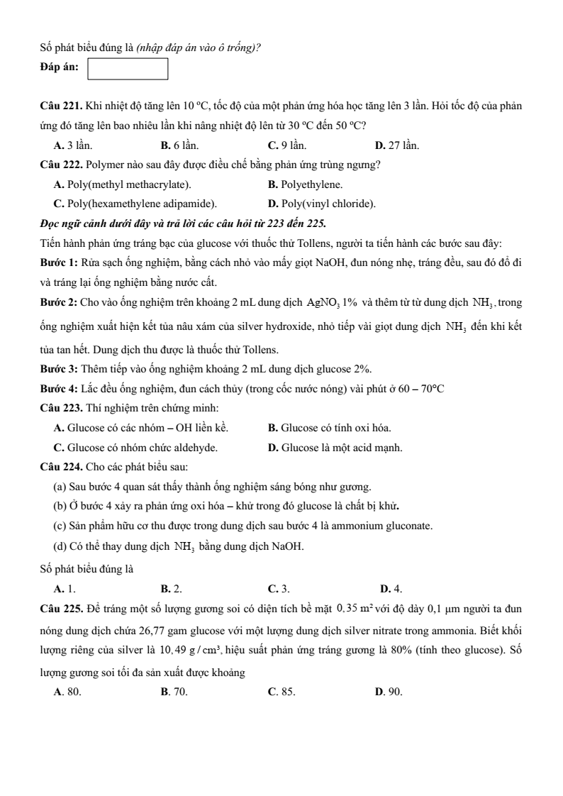 10+ Đề thi ĐGNL Bộ Quốc phòng phần Khoa học môn Hóa học (có lời giải)