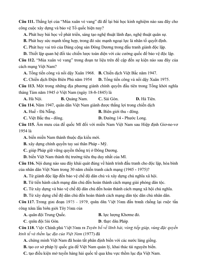10+ Đề thi ĐGNL Bộ Quốc phòng phần Lịch sử; Địa lí (có lời giải)