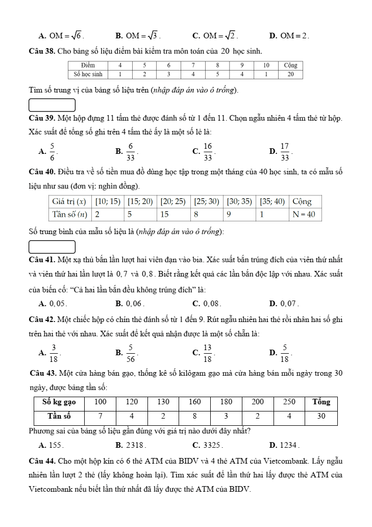 10+ Đề thi ĐGNL Bộ Quốc phòng phần Toán học và xử lý số liệu (có lời giải)