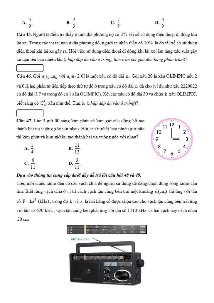 10+ Đề thi ĐGNL Bộ Quốc phòng phần Toán học và xử lý số liệu (có lời giải)