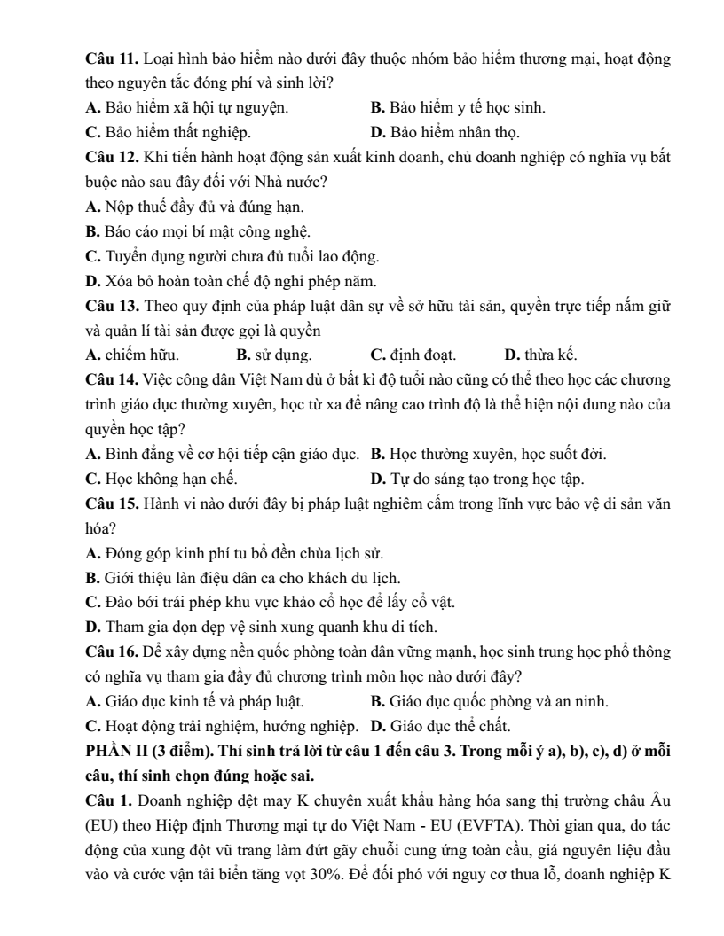 5+ Đề thi ĐGNL Đại học Sư phạm Hà Nội môn KTPL (có lời giải)