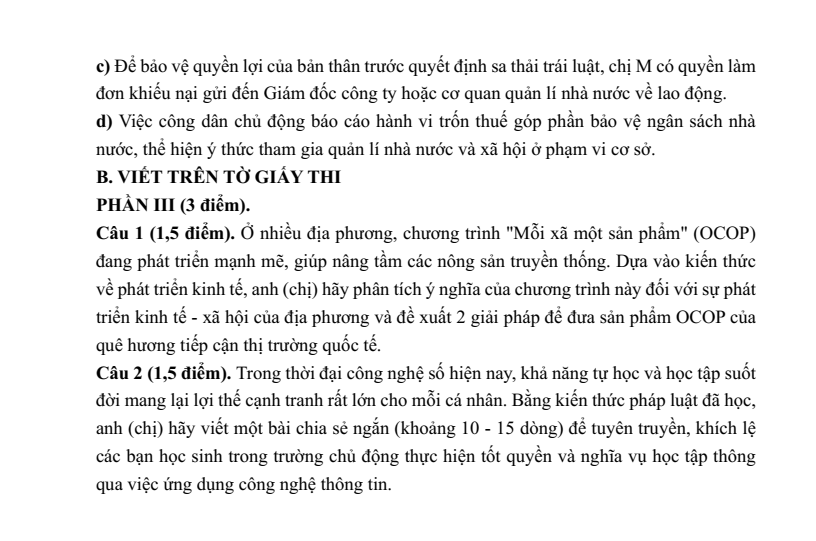 5+ Đề thi ĐGNL Đại học Sư phạm Hà Nội môn KTPL (có lời giải)