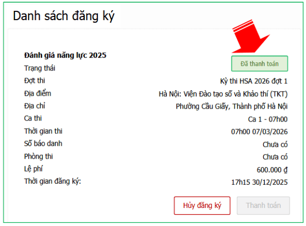 Hướng dẫn chi tiết đăng ký dự thi Đánh giá năng lực Đại học Quốc gia Hà Nội 2026
