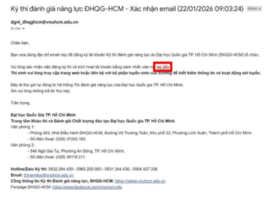 Hướng dẫn đăng ký dự thi ĐGNL ĐHQG HCM 2026