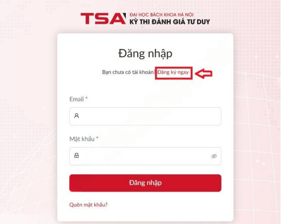 Hướng dẫn đăng ký tài khoản Đánh giá tư duy TSA 2026