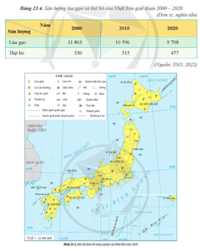 Xác định sự phân bố một số nông sản của Nhật Bản trên bản đồ (ảnh 2)
