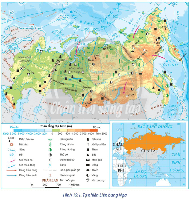 Lý thuyết Địa Lí 11 Chân trời sáng tạo Bài 19: Vị trí địa lí, điều kiện tự nhiên, dân cư và xã hội Liên Bang Nga