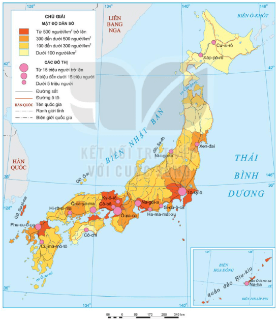 Dựa vào thông tin mục 1 và hình 23.3 hãyNêu đặc điểm nổi bật về dân cư Nhật Bản.