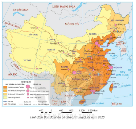 Dựa vào thông tin mục 1 và hình 26.6 hãy nêu một số đặc điểm nổi bật của dân cư Trung Quốc
