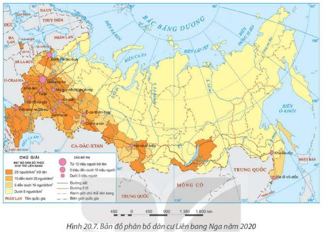 Lý thuyết Địa Lí 11 Kết nối tri thức Bài 20: Vị trí địa lí, điều kiện tự nhiên, dân cư và xã hội Liên Bang Nga