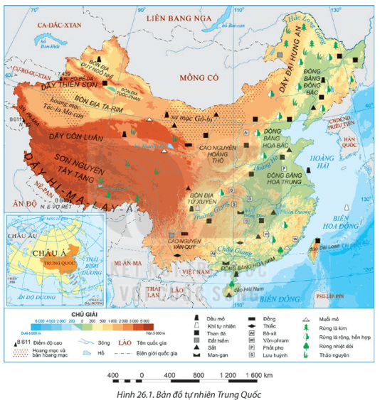 Lý thuyết Địa Lí 11 Kết nối tri thức Bài 26: Vị trí địa lý, điều kiện tự nhiên, dân cư và xã hội Trung Quốc