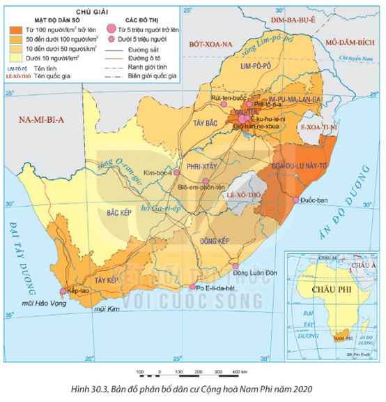 Lý thuyết Địa Lí 11 Kết nối tri thức Bài 30: Vị trí địa lí, điều kiện tự nhiên, dân cư và xã hội Cộng hòa Nam Phi