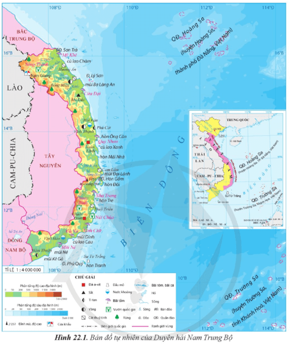 Dựa vào thông tin và hình 22.1 hãy Trình bày vị trí địa lí của Duyên hải Nam Trung Bộ