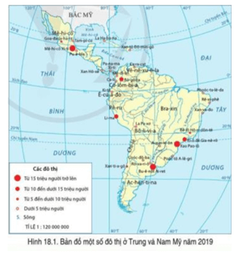 Đọc thông tin và quan sát hình 18.1, trình bày vấn đề đô thị hóa ở Trung và Nam Mỹ
