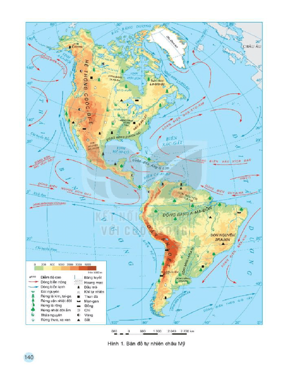 Dựa vào bản đồ tự nhiên châu Mỹ trang 140, hãy cho biết