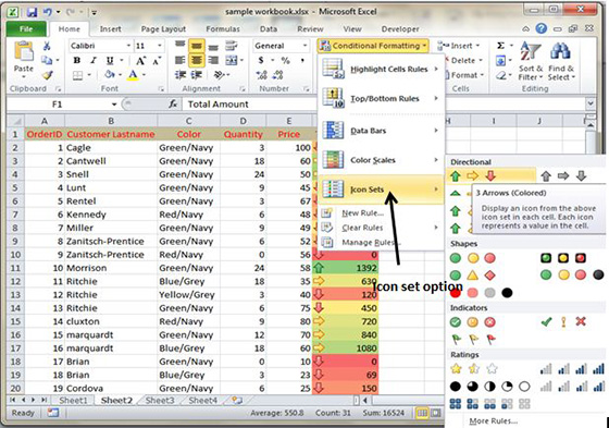 Icon Set Conditional Formatting