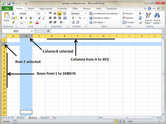 Rows and Columns in MS Excel