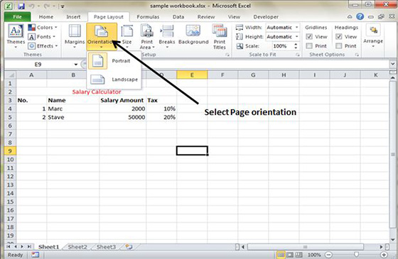 Setting Page orientation