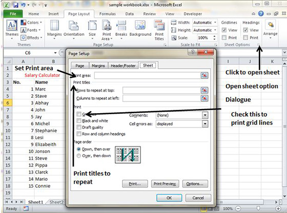 Sheet Options