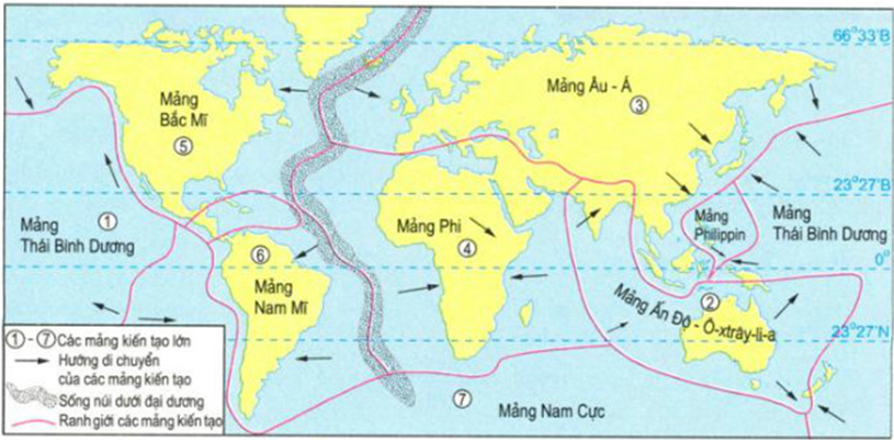 Lý thuyết Địa Lí 10 Bài 7: Cấu trúc của Trái Đất. Thạch quyển. Thuyết kiến tạo mảng | Lý thuyết Địa Lí 10 ngắn gọn
