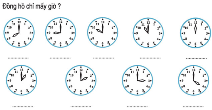 Toán lớp 1: Đồng hồ, thời gian | Hay nhất Giải bài tập Toán 1