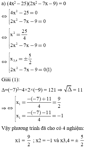 Giải Toán 9 VNEN Bài 8: Phương trình quy về phương trình bậc hai | Hay nhất Giải bài tập Toán 9