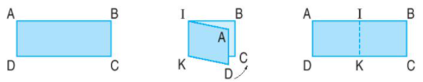 Thực hành Lấy tờ giấy hình chữ nhật ABCD gấp đôi lại hai đầu của nét gấp ta ghi I, K | Để học tốt Toán 3