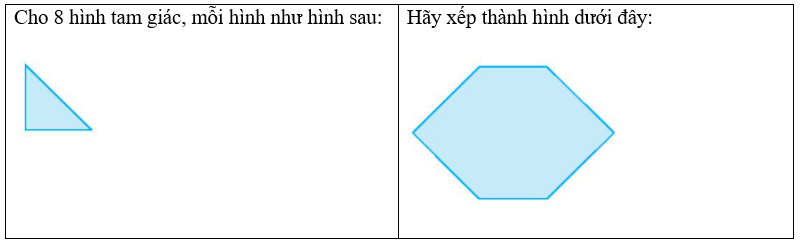 Cho 8 hình tam giác, hãy sắp xếp thành hình dưới đây trang 118 sgk Toán 3 | Để học tốt Toán 3