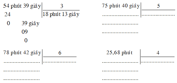 Vở bài tập Toán lớp 5 Tập 2 trang 56, 57 Bài 127: Chia số đo thời gian với một số