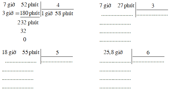 Vở bài tập Toán lớp 5 Tập 2 trang 56, 57 Bài 127: Chia số đo thời gian với một số