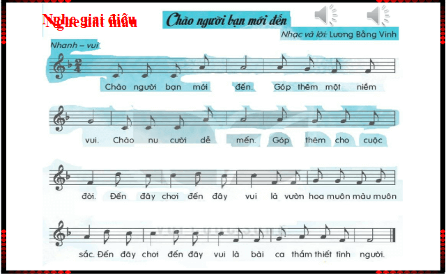 Giáo án điện tử Âm nhạc lớp 1 Kết nối tri thức Hát: Chào người bạn mới đến | PPT Âm nhạc 1