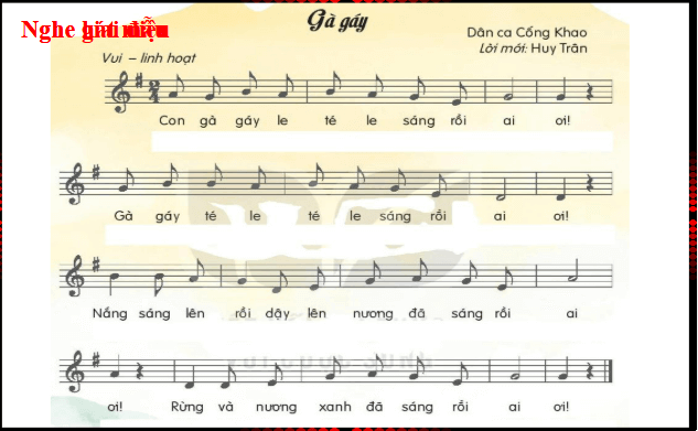 Giáo án điện tử Âm nhạc lớp 1 Kết nối tri thức Hát: Gà gáy | PPT Âm nhạc 1
