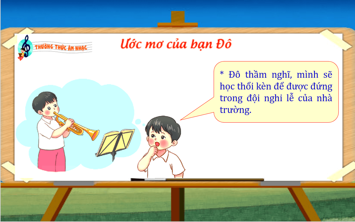 Giáo án điện tử Âm nhạc lớp 2 Kết nối tri thức Thưởng thức âm nhạc: Ước mơ của bạn Đô | PPT Âm nhạc 2