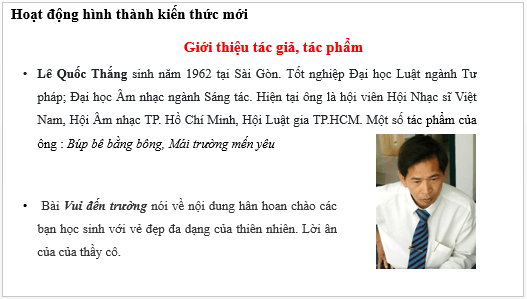 Giáo án điện tử Âm nhạc lớp 3 Kết nối tri thức Hát: Vui đến trường | PPT Âm nhạc 3