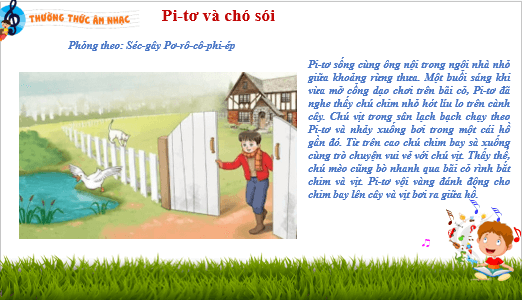 Giáo án điện tử Âm nhạc lớp 4 Kết nối tri thức Thường thức âm nhạc: Pi-tơ (Peter) và chó sói | PPT Âm nhạc 4